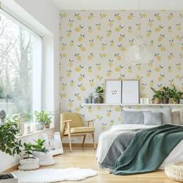 Papier peint panoramique enfant citrons, jaune 375 x 250cm