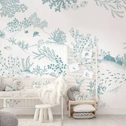 Papier peint panoramique enfant Jardin sous-marin, Vert 150