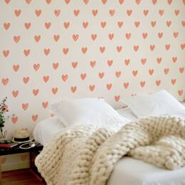 Papier peint panoramique enfant Amour Coeur, Orange 525 x 25
