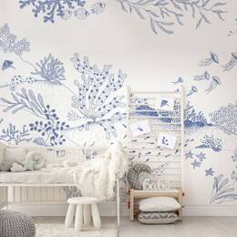 Papier peint panoramique enfant Jardin sous-marin, Bleu 225