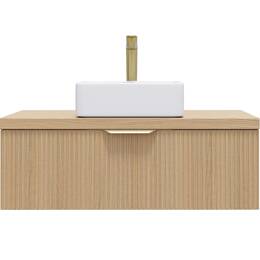 Meuble salle de bain vasque posée 90cm 1 tiroir Cannelé