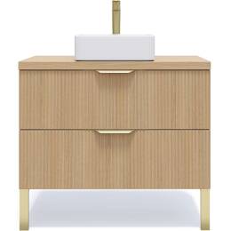 Meuble salle de bain vasque posée 90cm 2 tiroirs Cannelé