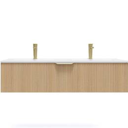 Meuble salle de bain double vasque 120cm 1 tiroir Cannelé