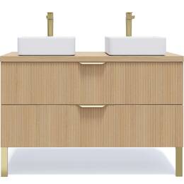 Meuble salle de bain 2 vasques posées 120cm 2 tiroirs Cannelé