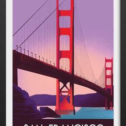 Affiche ville le pont de san francisco avec cadre noir 40x60  cm