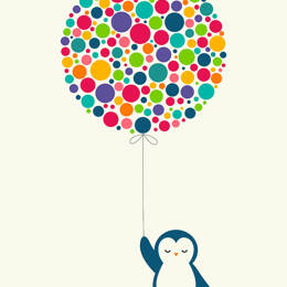 Tableau pingouin ballon imprimé sur toile 40x60 cm