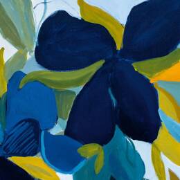 Tableau fleurs bleues imprimé sur toile 60x90 cm