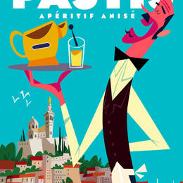 Tableau un pastis sur le vieux port imprimé sur toile 40x60 cm