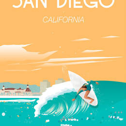 Tableau voyage san diego california imprimé sur toile 60x90 cm