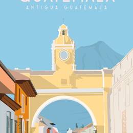 Tableau de voyage Antigua Guatemala imprimé sur toile 60x90 cm