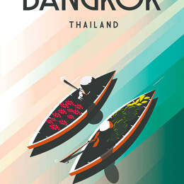 Tableau de voyage Bangkok Thailand imprimé sur toile 60x90 cm
