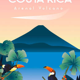 Tableau voyage volcan du Costa Rico imprimé sur toile 60x90 cm