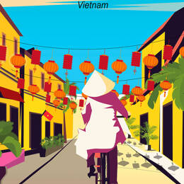 Tableau de voyage Hoi An Vietnam imprimé sur toile 60x90 cm