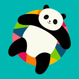 Tableau enfant panda à la piscine imprimé sur toile 40x60 cm