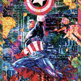 Tableau graffiti Captain America imprimé sur toile 60x90 cm