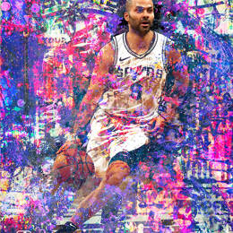 Tableau Tony Parker 09 imprimé sur toile 60x90 cm