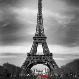 Tableau tour eiffel et voiture rouge imprimé sur toile 60x90 cm
