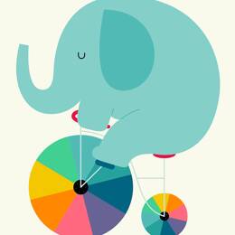 Tableau éléphant circle imprimé sur toile 40x60 cm