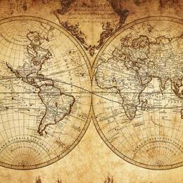 Tableau mappemonde ancienne impression sur verre acrylique 120x80 cm