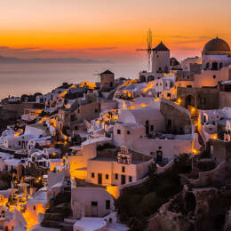Tableau santorini by night impression sur aluminium 120x80 cm