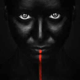 Tableau d'art portrait rouge impression sur aluminium 120x80 cm