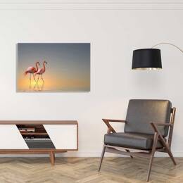 Tableau animaux flamands bleus toile imprimée 120x80 cm