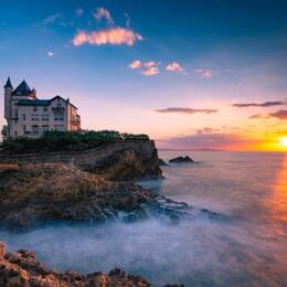 Tableau paysage mer souvenir de biarritz  imprimé sur toile 90x60 cm