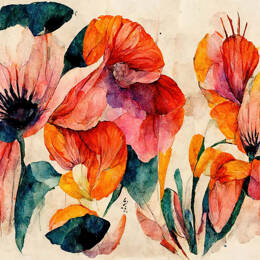 Tableaux fleurs coquelicot et aquarelle  imprimé sur toile 90x60 cm