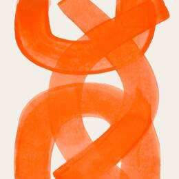 Tableau art abstrait mid century orange  imprimé sur toile 60x90 cm