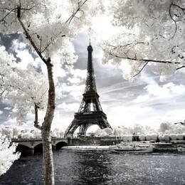 Tableau paris tour eiffel blanche  imprimé sur toile 90x60 cm
