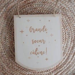 Fanion en bois Grand Frère/Grande Soeur