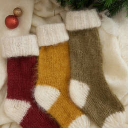 Grande chaussette de Noel decorative en Mohair et laine