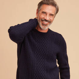 Pull en laine a torsades pour homme