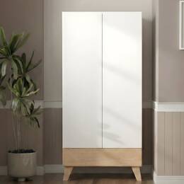 Armoire 2 portes 1 tiroir HAXO – Blanc/Pin