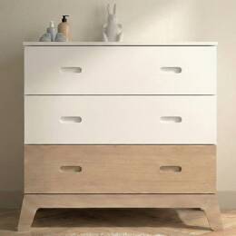 Commode 3 tiroirs EKKO – Blanc/Chêne