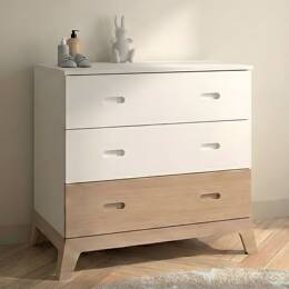 Commode 3 tiroirs EKKO – Blanc/Chêne