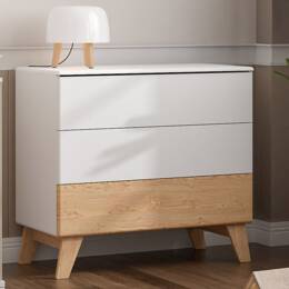 Commode 3 tiroirs HAXO – Blanc/Pin