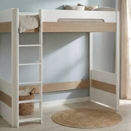 Lit mezzanine 90x200 PRADO – Blanc/Chêne
