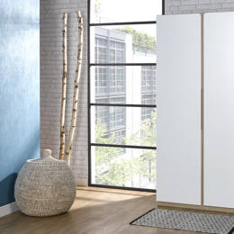 Armoire 2 portes PRADO – Blanc/Chêne