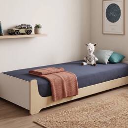 Lit enfant 90x190 KALIX - Blanc/Bois
