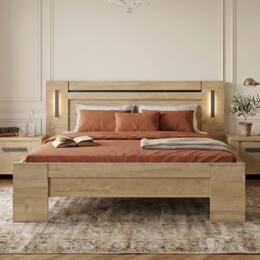 Lit double 160x200 avec tête de lit OSCAR - Chêne