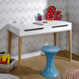 Bureau 2 tiroirs VOLT – Blanc/Bois