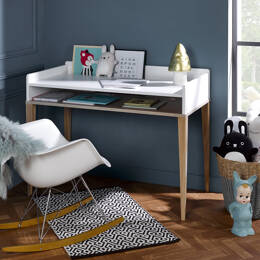 Bureau à casier VOLT – Blanc/Bois