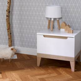 Chevet avec tiroir VOLT – Blanc/Hêtre