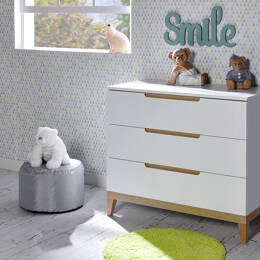 Commode 3 tiroirs VOLT  – Blanc/Hêtre