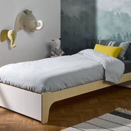 Lit enfant 90x190 KALIX - Blanc/Bois