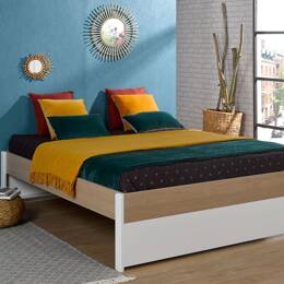 Lit 2 places 160x200 PRADO – Blanc/Chêne