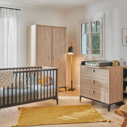 Chambre bébé complète ELLIOT - Noir/Chêne