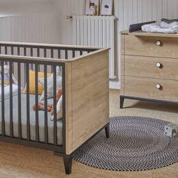 Chambre bébé duo ELLIOT - Noir/Chêne