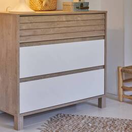 Commode 3 tiroirs NINO - Chêne/Blanc